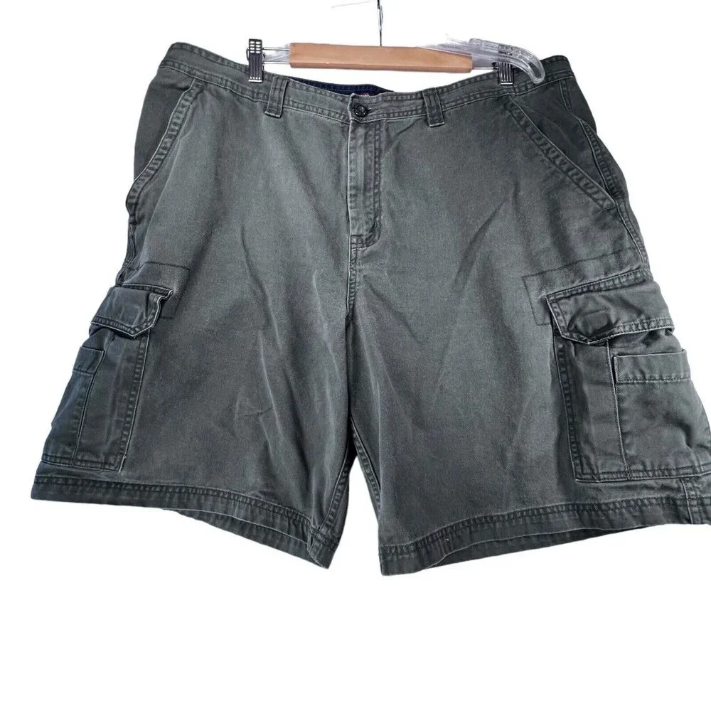 Faded Glory Shorts Mens 42 Olive Army Green Cargo Y2K Pockets Outdoor Hiking